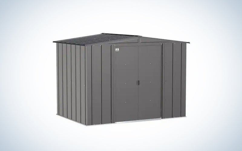 A product photo of the Arrow ClassicCharcoal Steel Storage Shed