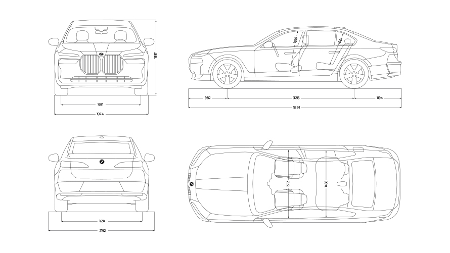 Dimensional drawing BMW 7 Protection G73 Dimensional drawing BMW 7 Protection G73