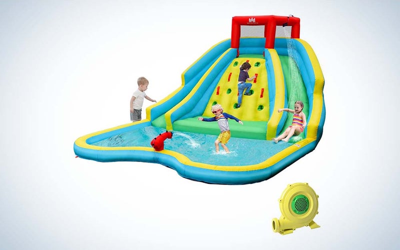 The Bountech Inflatable Double Slide Bounce is the best inflatable pool with slide.