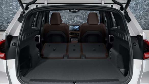 BMW iX1 U11 BEV interior luggage compartment BMW iX1 U11 BEV interior luggage compartment rear view folded rear seats