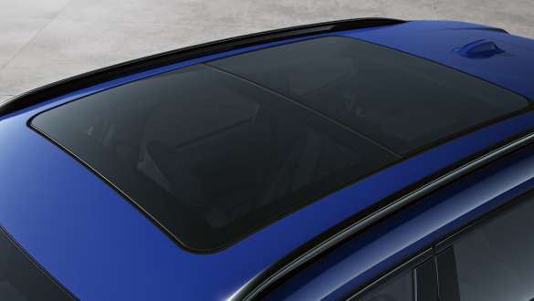 BMW X1 U11 ICE exterior Panoramic glass sunroof BMW X1 U11 ICE exterior roof top view Panoramic glass sunroof M Portimao Blue metallic