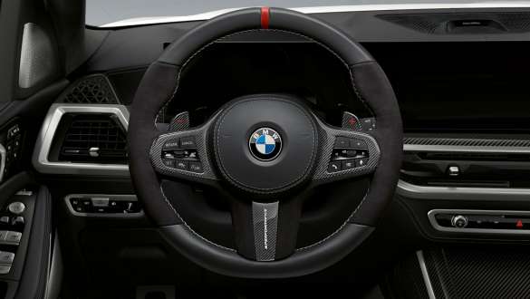 M Performance steering wheel BMW M Performance Parts M Performance steering wheel BMW M Performance Parts close-up
