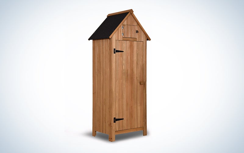 small wooden storage shed