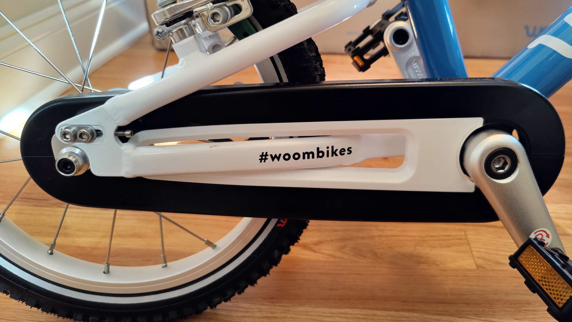 Woom bike drivetrain close-up